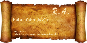 Rohr Adorján névjegykártya